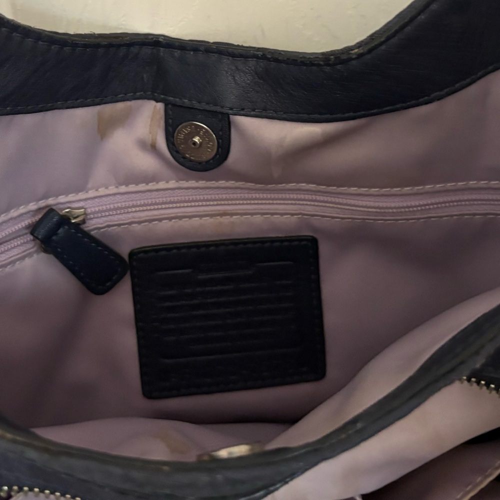 COACH Maggie Shoulder Bag in Navy with Silver Hardware - Picture 8 of 11